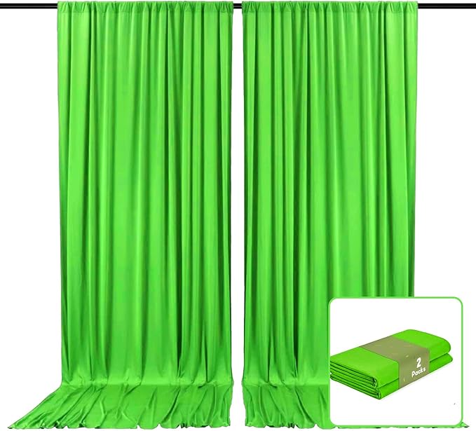 2 Panels Green Backdrop Curtain, 10 x 7 Feet Background Curtains by Zankubom