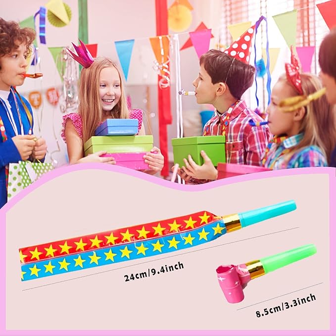 75 PCS Noisemakers Funny Party Blower Colorful Birthday Blow Horns Whistles New - Image 2
