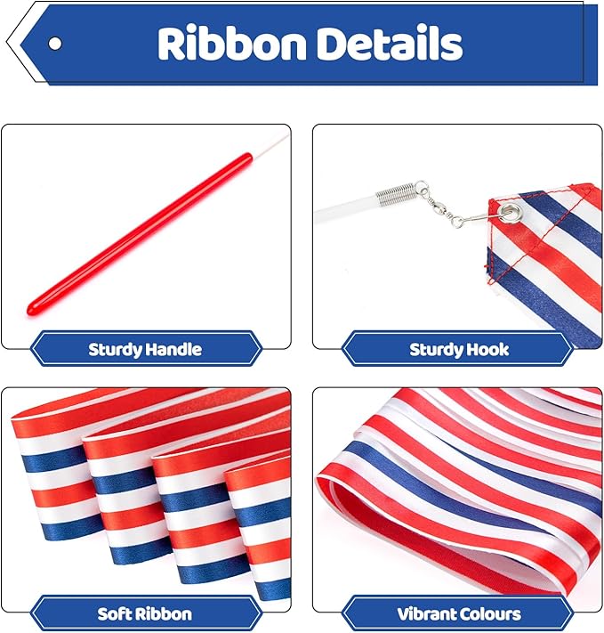 20 Pack Ribbon Dancer Wands for Patriotic Party Favors Supplies, Dancing Ribbon - Image 2
