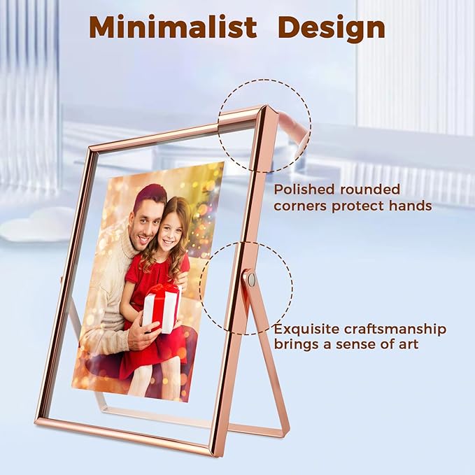 Rose Gold Floating Picture Frame, - Image 3