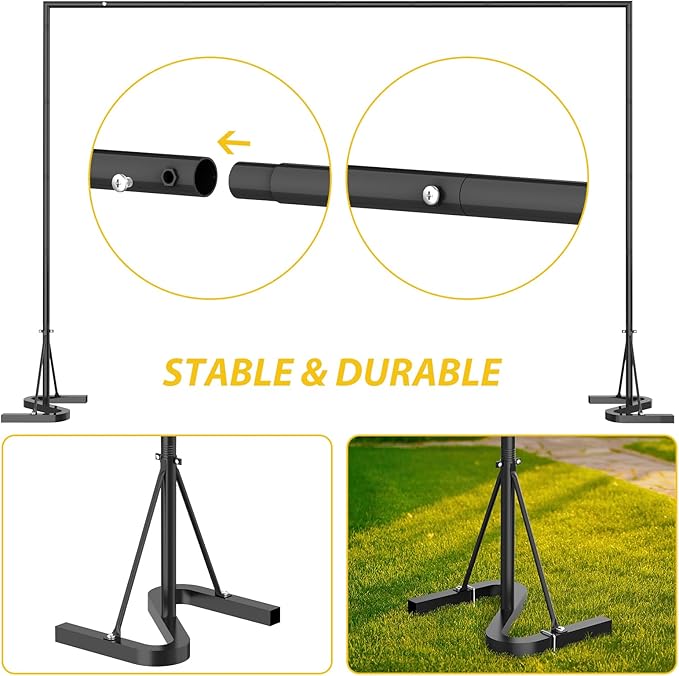 HAITRAL Black Backdrop Banner Stand 10x7 FT, Square Wedding Arch Balloon Metal - Image 4