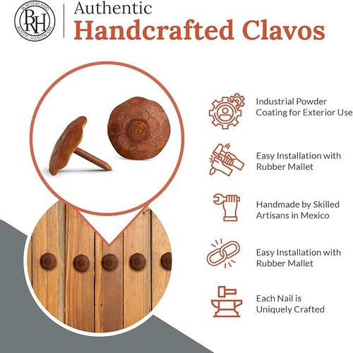 10 Pack 1" Small Round Head Iron Clavos Decorative Nails – Rusted – Handmade - Image 2