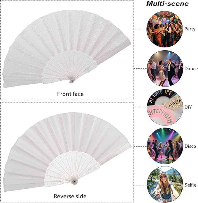 24 Pack Handheld Fan, Folding Hand Glitter fan - Image 6