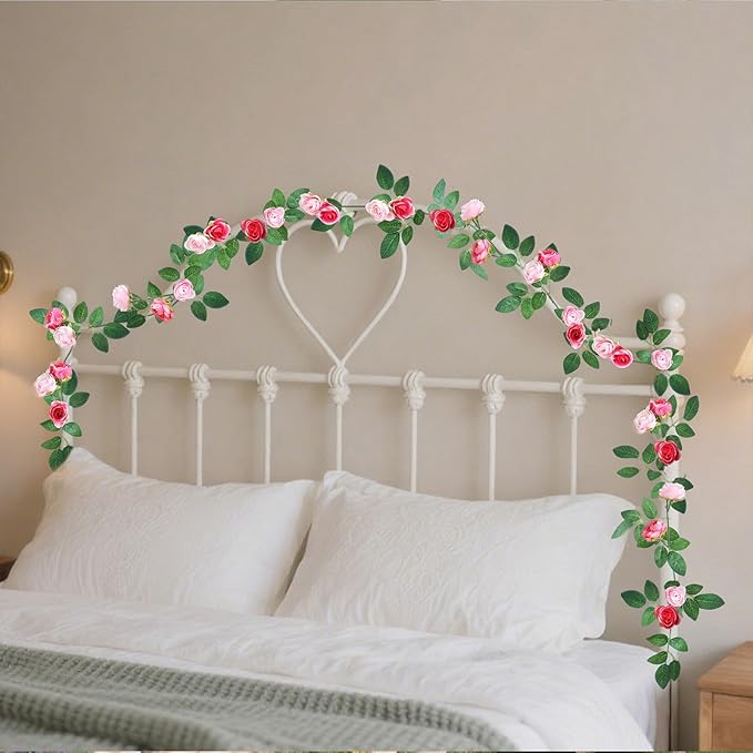 4 Packs Artificial Rose Garland: 31.48Ft Each Fake Flower Vine - Image 6