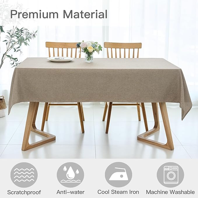 maxmill Linen Texture Tablecloth Water Resistance Antiwrinkle Spillproof - Image 3