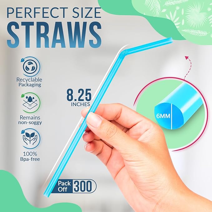 Weemium Compostable Straws Disposable 300 Pack | 100% Plant-Based Plastic-free - Image 2