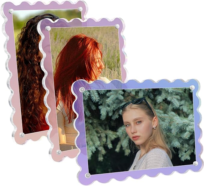 Acrylic Picture Frames 3 Pack 5x7 inch Scalloped Iridescent by Unknown
