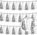 3P White Silver Metallic Fringe Tassel Banner Garland Foil Tinsel Streamer Wall by Xuuf