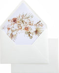 PONATIA 50PCS A7 Euro Flap Ivory Envelope, 5.25 x 7.25'' Boho Flowers Liner by ponatia