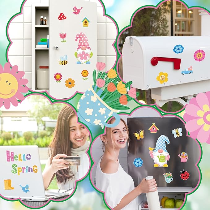 25 Pcs Hello Spring Magnet Car Decorations Colorful Waterproof Flowers - Image 7