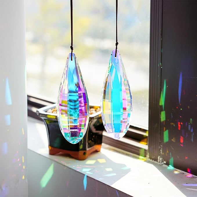 HDCRYSTALGIFTS Pack 2, 120mm Colorful Prisms Crystal Suncatchers - Image 3