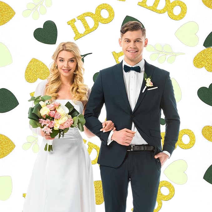 200PC Sage Green Wedding Confetti Wedding Shower Decorations Heart I do - Image 4
