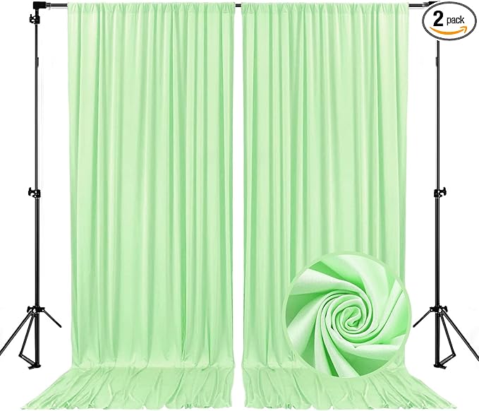 10 x 7 Feet Light Green Backdrop Curtain by ZEBMOON