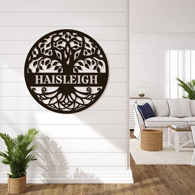 Personalized Tree of Life Metal Sign, Family Name, Custom Monogram Wall Decor - Image 2