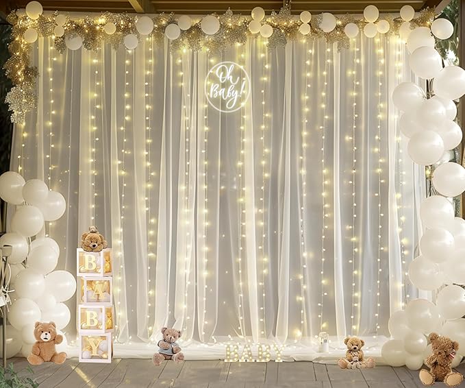 Ivory Sheer Backdrop Curtains - Image 4