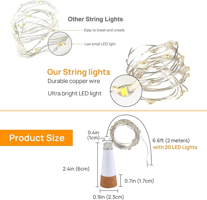 Wine Bottle Lights with Cork Switch - Image 5