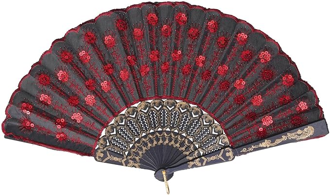 QIRMIZI 10 Pack Fabric Folding Handheld Fans, and Dancing - Image 7