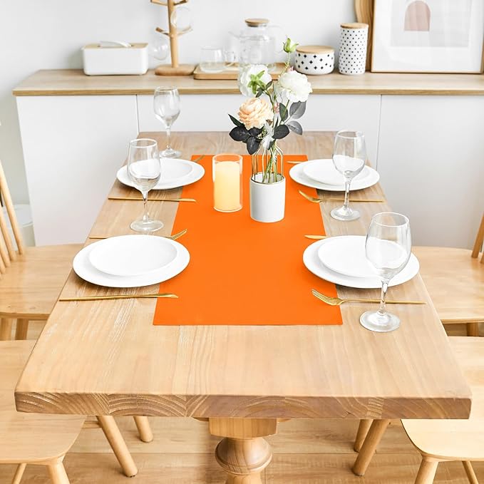 2 Pack Orange Small Short Table Runner 12 x 24 Inch Solid Color Runners Coffee - Image 3