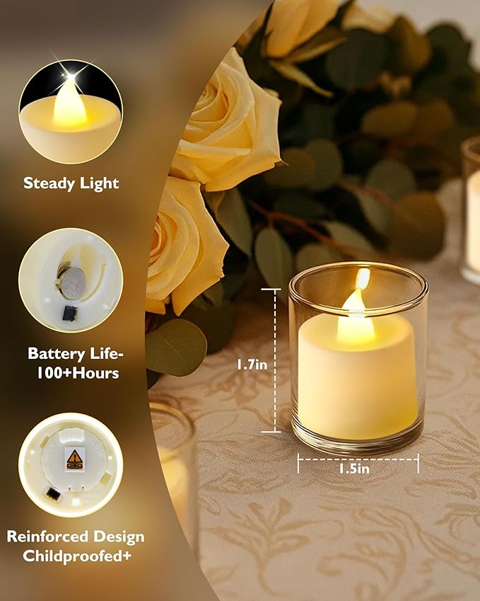 Amagic 50 Pack LED Tea Lights, Flameless Votive Candles, Lasting Electric Fake - Image 2