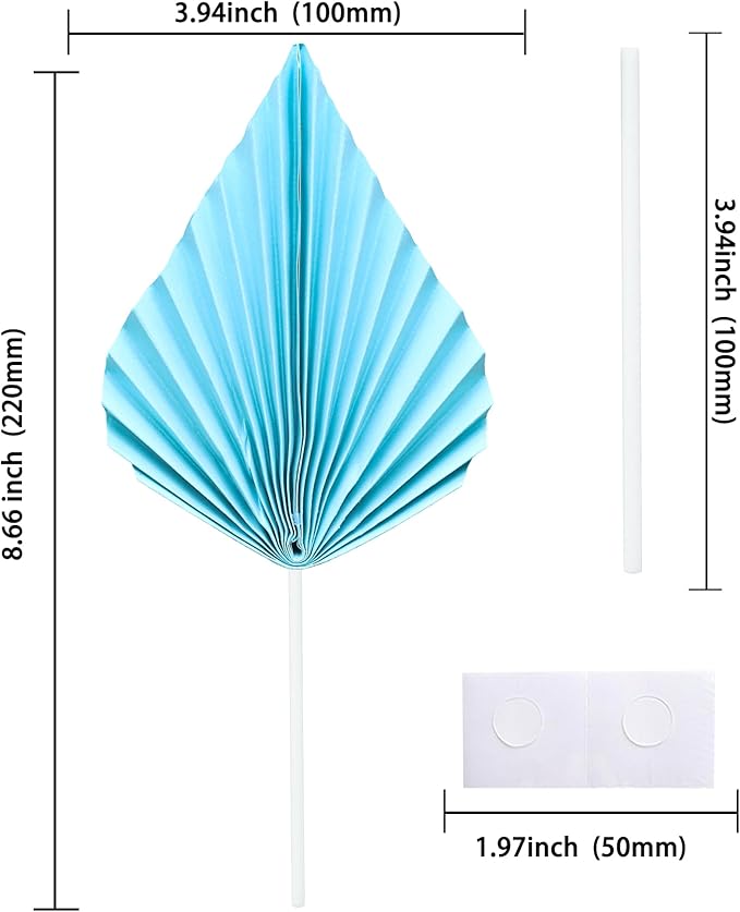 Gyufise 6pcs Paper Palm Fan Cake Toppers - Image 2