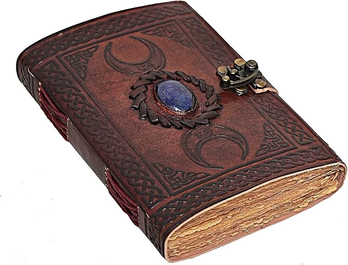 cuero 3 Moon Blue Lapiz Embossed Vintage Leather Journal | 240 Pages of Antique by cuero