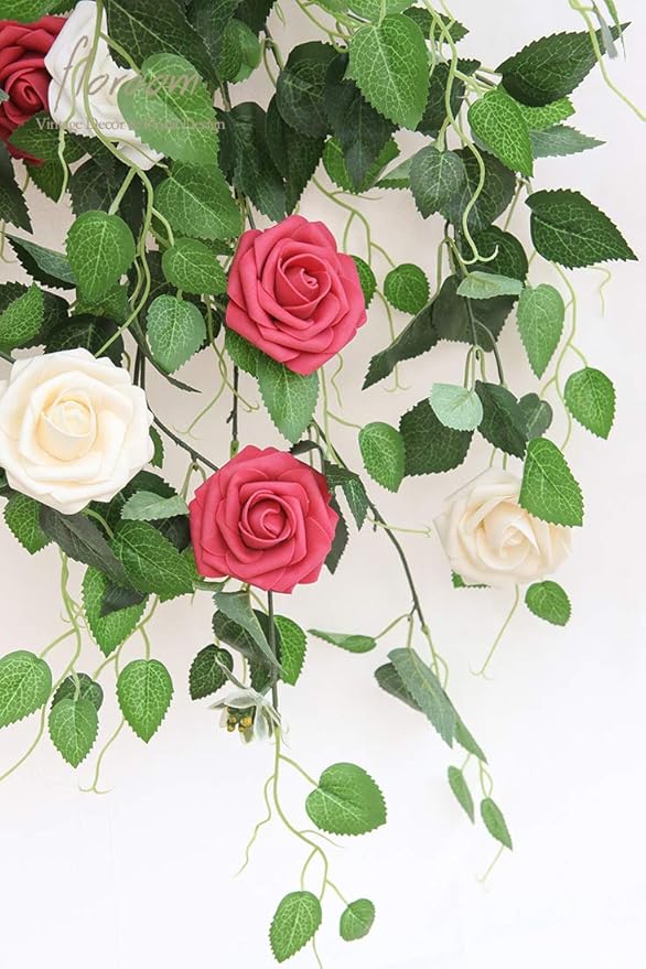 Floroom Artificial Flowers 25pcs Real Looking Fuchsia Foam Fake Roses - Image 5
