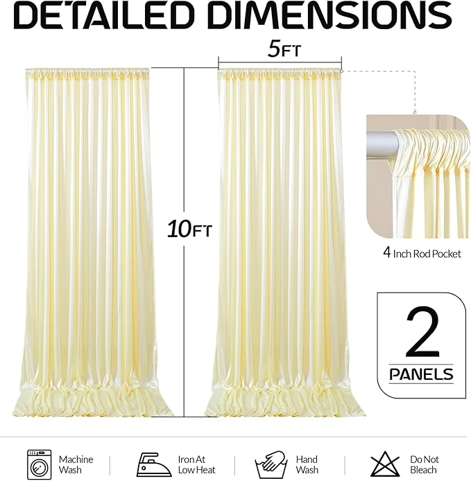 Champagne Satin Backdrop Curtains 2 Panels - Image 6