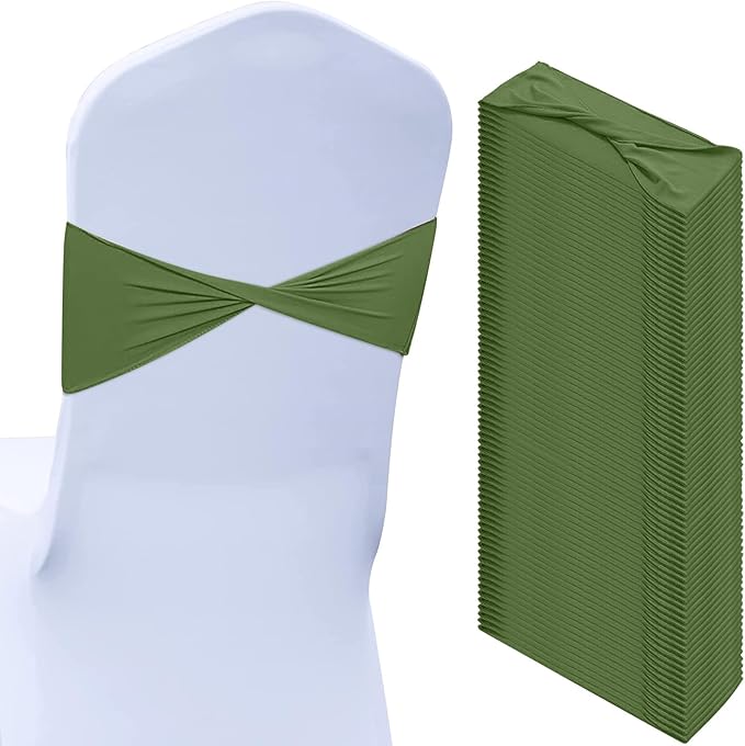 Kinlop 50 Pcs Spandex Chair Sashes Bows Chair Bands Slider Sashes by Kinlop