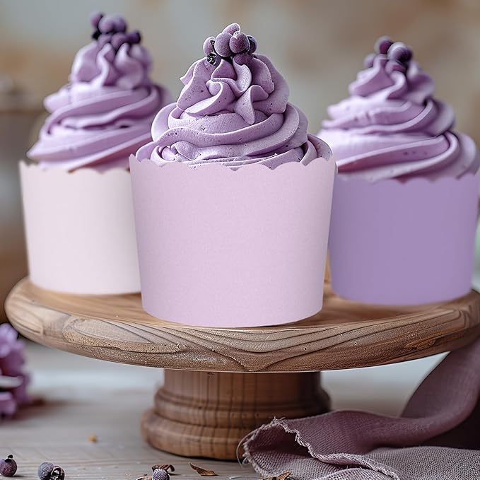 Whaline 120Pcs Purple Paper Baking Cups Scalloped Edge Cupcake Wrappers - Image 4