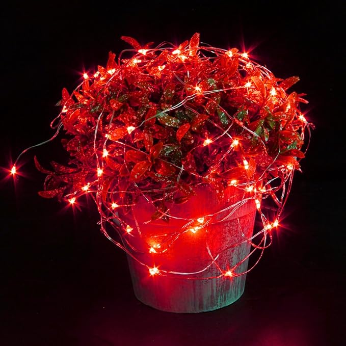 CYLAPEX 6 Pack Red Fairy Lights String Battery Operated Fairy Lights Firefly - Image 4