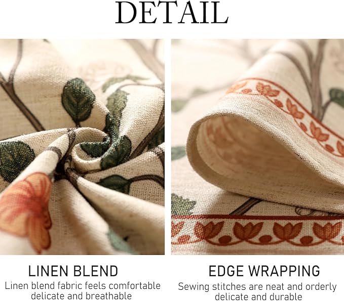 ISAENNE Designer Floral Small Round Tablecloth, French Linen Light Beige Indoor - Image 5