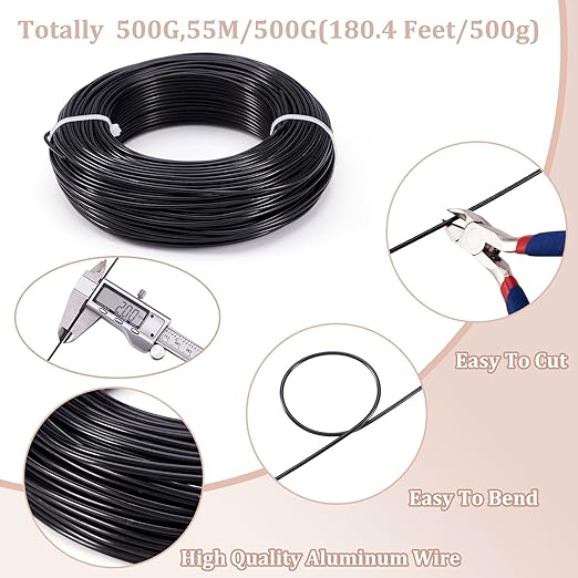 Fashewelry 180 Feet 12 Gauge Aluminum Wire Black Bendable Metal Craft Wire - Image 4