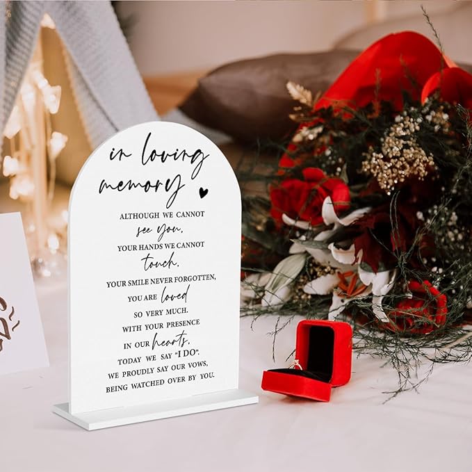 Wedding Memorial Sign Rustic Wedding White Acrylic Gift Table Sign - Image 6