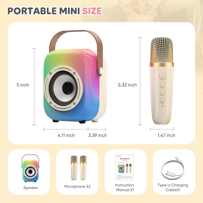 MOYU Mini Karaoke Machine for Kids: Portable Bluetooth Speaker Set - Image 6