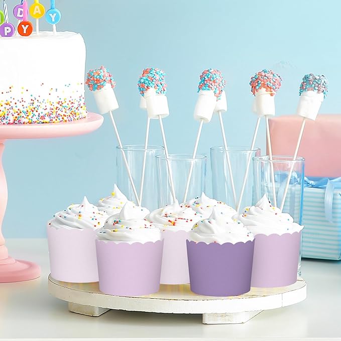 Whaline 120Pcs Purple Paper Baking Cups Scalloped Edge Cupcake Wrappers - Image 7