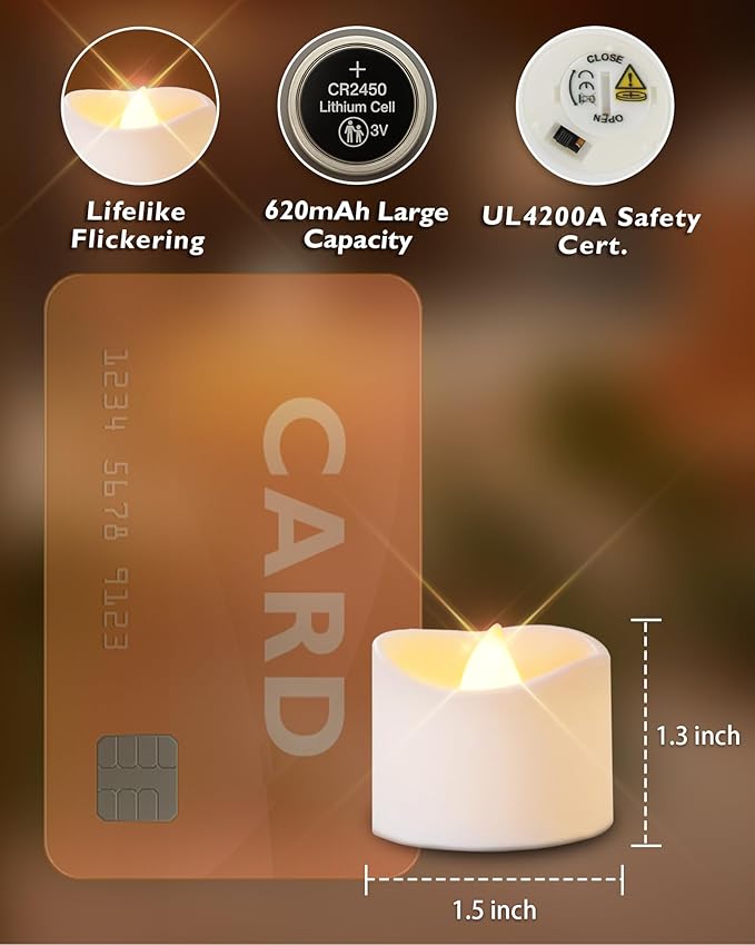 Homemory 24pcs Remote Timer LED Tea Lights Candles, 400+Hours Flickering - Image 4