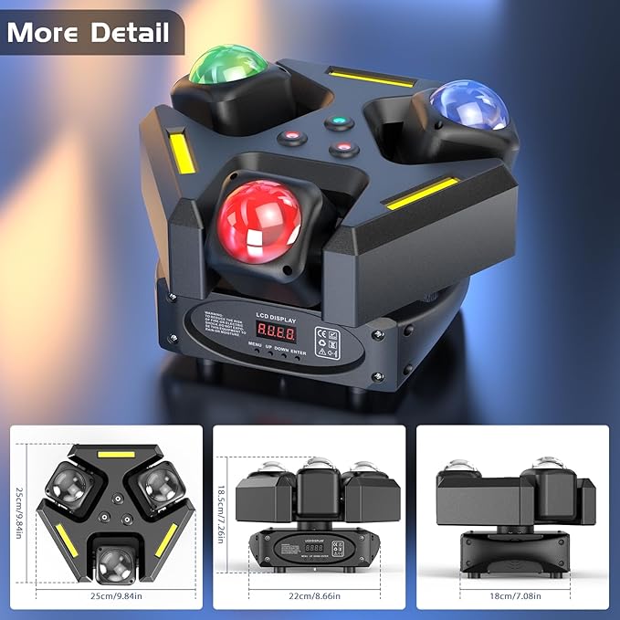 Three Head Rotation Moving Head Stage Lights 9 X 10W RGB LED DJ Lighting - Image 5