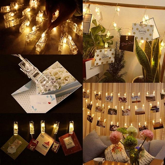 Dopheuor LED Photo Clip Copper String Lights Starry Fairy Warm White Lights - Image 3