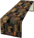 Rustic Cabin Bear Aztec Table Runner, Retro Brown Bear Rustic Theme Geometry by ShiTingYu