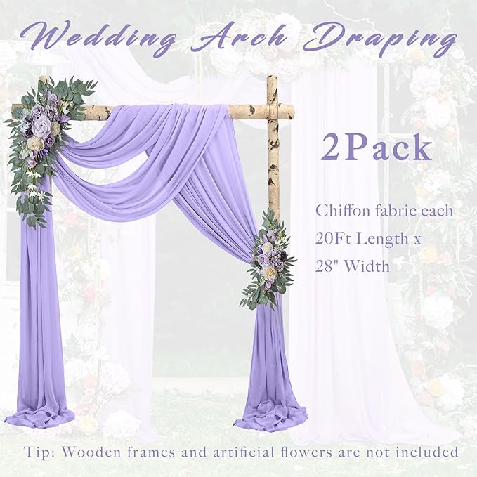 Wedding Arch Draping Fabric 2 Panels 20Ft Length x 28" Width Lilac Arch Drapes - Image 6