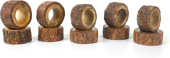 Farmhouse Rustic Wood Napkin Rings Set of 12 - Image 2