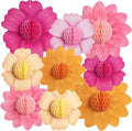 SUNBEAUTY 9 PCS Hot Pink and Orange Party Decorations Fall Large Hanging Paper by SUNBEAUTY