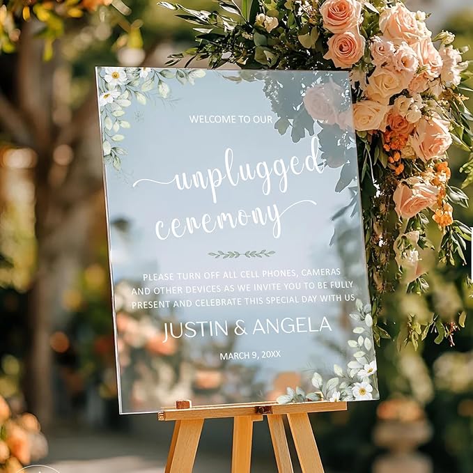 Unplugged Ceremony Yard Sign – Personalized Wedding Welcome Sign – No Phones or - Image 3