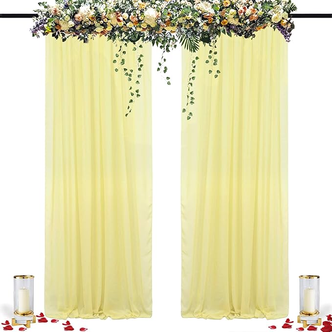 DUOBAO Chiffon Backdrop Curtain 96 Inch Length 2 Panel 29 Inch Width Wedding by DUOBAO