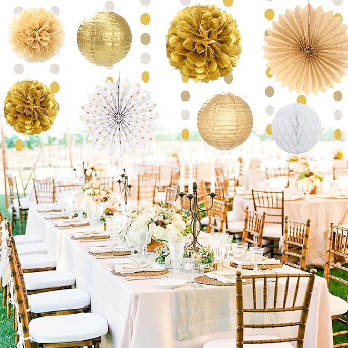 White Champagne Gold Birthday Party-Decorations - Image 5