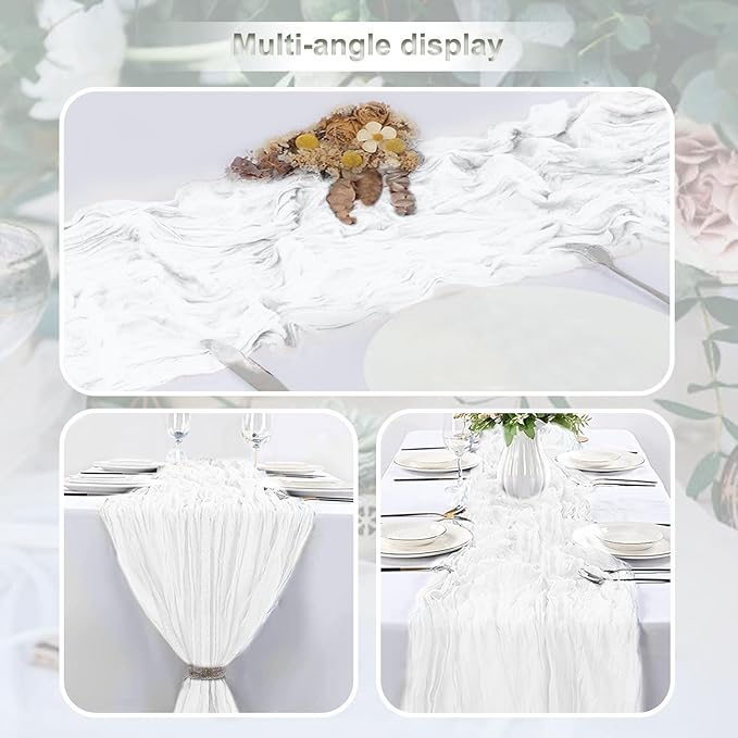 6 Pack White Cheesecloth Table Runner 35x120 Inch 10Ft Rustic Gauze Cheese - Image 5