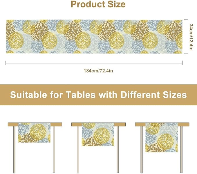 Flowers Table Runner, Spring Summer Floral Pattern Seasonal Farmhouse Kitchen - Image 7