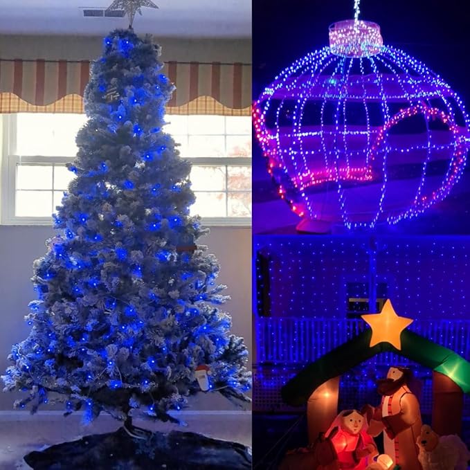 YEGUO 165ft 500 LED Blue Christmas Lights Outdoor Waterproof, 8 Modes Twinkle - Image 8