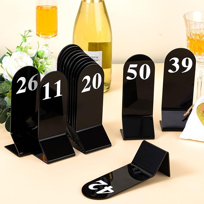 Remerry 50 Pcs Table Numbers 1-50 Acrylic Double Sided Number Cards Acrylic - Image 7
