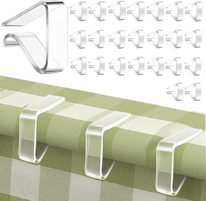 24 Pcs Clear Table Cloth Holder Clips by BeautiFan